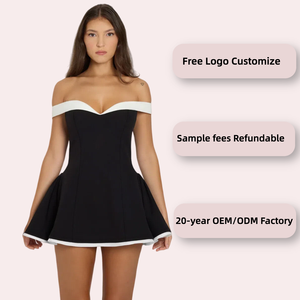 Atacado de Roupas Femininas: Vestido Mini Godê Sexy de Cintura Alta com Design Color Block e Sem Alças para Festas – Nova Coleção Primavera <span class=keywords><strong>2026</strong></span> - Product Image 2