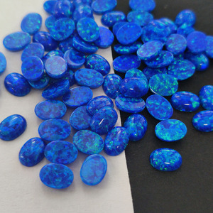 Pierres d'opale synthétiques OP50 bleues de laboratoire, cabochon ovale pour bijoux faits main DIY - Product Image 5