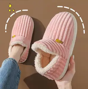 New Fashionable sole Winter Fluffy Fuzzy Indoor Plush Faux Fur home Slippers for Women Lady