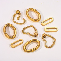 Vente en gros de fermoirs à ressort torsadés en forme de cœur, en acier inoxydable plaqué or 18 carats, poli, pour la fabrication de bijoux DIY