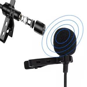 Clip On Interview Lavalier Microphone Mini Collar Clip Microphone For Mobile Phone PC