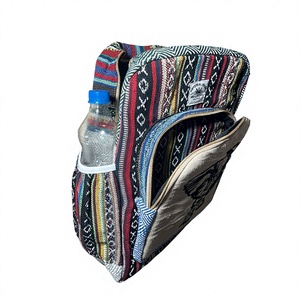 Adjustable Straps Canvas Waterproof <b>Laptop</b> <b>Backpack</b> Eco-Friendly Spacious Compartments Geometric Pattern Custom Logo Durable - Product Image 3
