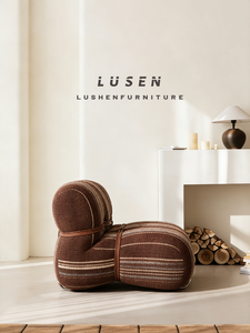 Chaise en tissu tricoté de style nordique moderne minimaliste, structure en bois, imperméable, écologique, pour salon, chambre, hôtel - Product Image 3