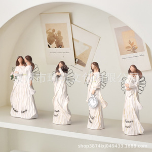 Figuras de Ángeles de Resina de la Serie Familiar, Decoración Artística para el Hogar y Escritorio, Adorno Artesanal - Product Image 2