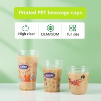 Gobelet en plastique PET de 16 oz à bord plat, diamètre pour boissons et aliments, gobelets en plastique durables