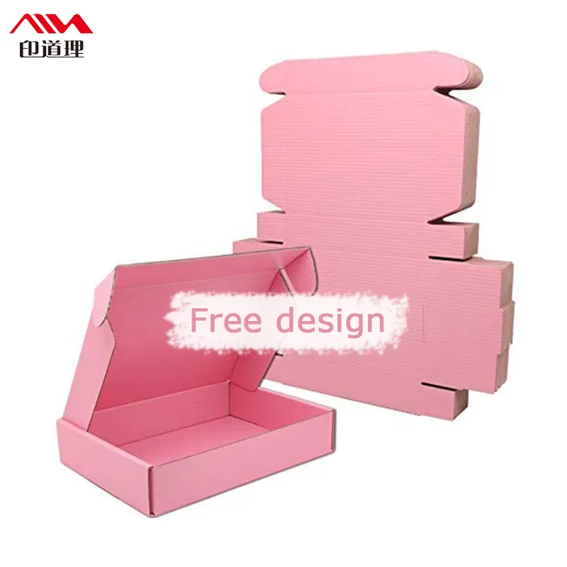 Pink Corrugated Mailer Box Cosmetic Mask Color Gift Food Outer Packaging Box Square Small Paper Box