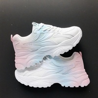 Baskets compensées à lacets Xrh pour femme, chaussures rehaussantes moulées par injection, respirantes en maille, plates et épaisses pour femme