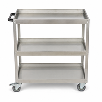 Chariot utilitaire robuste à trois niveaux avec roues à frein silencieux pour le transport dans les restaurants, hôtels, hôpitaux et laboratoires - Vente flash