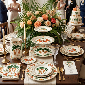 Juego de Vajilla de Porcelana con Calcomanías Personalizadas, Plato de Cerámica con Diseño de Tigre de la Selva, Platos con Borde Dorado, Vajilla para Hoteles, Restaurantes y Bodas, Venta al por Mayor - Product Image 5