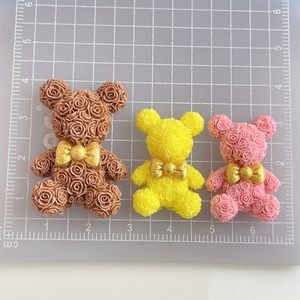 <span class=keywords><strong>Kawaii</strong></span> roosbloembeer harscharms met gouden glitter strik voor DIY crèmelijm en telefoonhoesdecoratie - Product Image 2