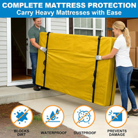 Housse de matelas imperméable à fermeture éclair Queen 6Mil pour déménagement et stockage, protection réutilisable en plastique, anti-déchirure et anti-poussière
