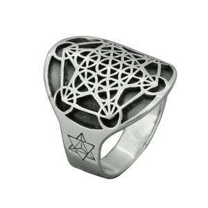 Haute Qualité Hommes Géométrie Sacrée <span class=keywords><strong>Sceau</strong></span> Salomon Kabbale Amulette Anneau 316l En Acier Inoxydable <span class=keywords><strong>Metatron</strong></span> Cube Anneaux <span class=keywords><strong>De</strong></span> Mode - Product Image 3