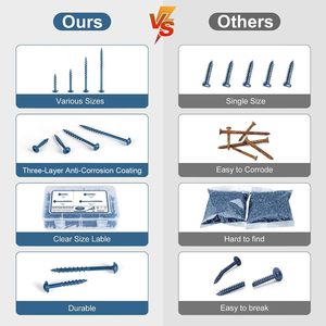 Satantech 390 cái ốc vít các loại lỗ bỏ túi <span class=keywords><strong>4</strong></span> kích cỡ #8x1 <span class=keywords><strong>1</strong></span>-<span class=keywords><strong>1</strong></span>/<span class=keywords><strong>4</strong></span> \ "2 \" 2-<span class=keywords><strong>1</strong></span>/2 \ "ốc vít gỗ thô phủ màu xanh vuông - Product Image 5