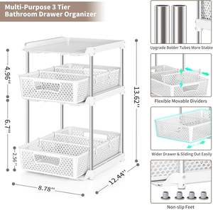 Lavabo dolabı organizatör altında kayar altında tuvalet banyo 2/3 Tier çekin organizatör ve depolama tutucu çekin - Product Image 2