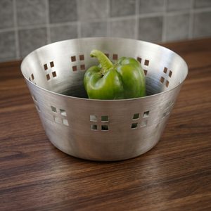 Stainless Steel Vegetable <b>Basket</b> Bowl with <b>Square</b> Holes for Food Storage - Product Image 2
