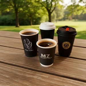 แก้วกาแฟกระดาษคราฟท์แบบใช้แล้วทิ้ง พิมพ์โลโก้ตามสั่ง Sunshine พร้อมฝาปิด สำหรับโรงแรม สำนักงาน และซื้อกลับบ้าน - Product Image 1