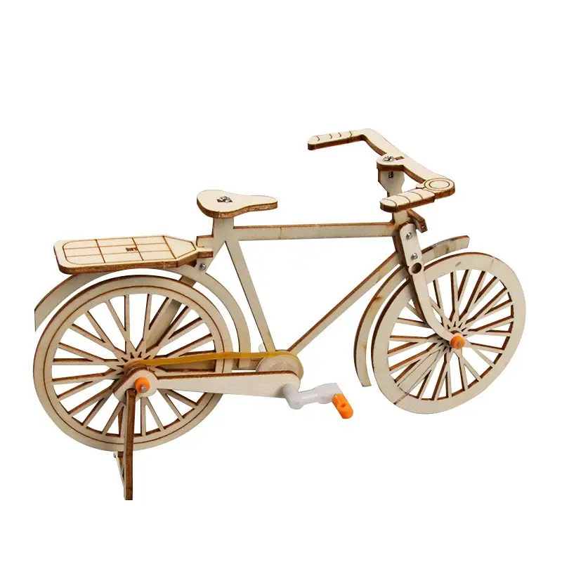 Venta caliente DIY bicicleta de madera modelo vapor juguetes educativos ciencia experimento kits
