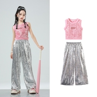 Vêtements Hip Hop pour filles de 3 ans à l'âge adulte, ensemble de 2 pièces, haut à paillettes et pantalon pour la danse jazz, costumes de danse moderne
