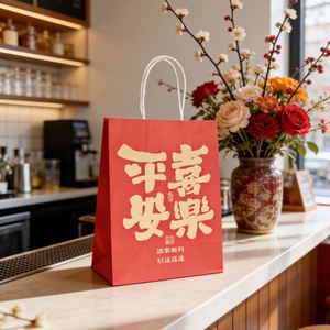 Custom Kraft Paper Take Away <b>Bags</b> Food Clothing Delivery Packaging <b>Bag</b> with Customized Printing - Product Image 2