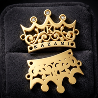 Étiquette métallique personnalisée en alliage de zinc, logo vintage plaqué bronze pour vêtements de mode et accessoires de sacs