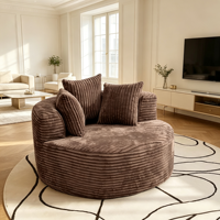 Canapé Bulle Rond Moderne en Velours Côtelé Compressé et Rembourré pour Salon, Emballé Sous Vide, Idéal pour la Maison (Vente en Gros)