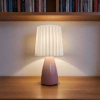 Lampe de table plissée style nordique pour fille, avec variateur d'intensité, idéale pour chambre à coucher, 220V