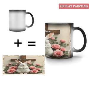 Mug personnalisé à changement de couleur thermique, noir givré, 11 oz, en céramique, pour sublimation - Product Image 4