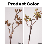 Vente en gros de fleurs artificielles branche de baies de kiwi en plastique vert brun branches artificielles pour la décoration de fête de mariage à la maison
