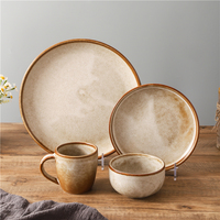 Ensemble de bols et assiettes en porcelaine personnalisés uniques, tasses à café en céramique, vaisselle pour restaurant – Vente chaude