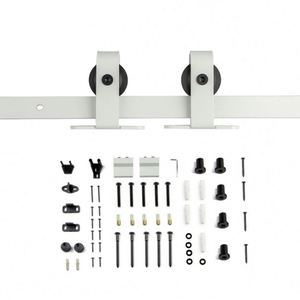 Kit de quincaillerie pour porte coulissante WEKIS, moderne, blanc, 6 pieds, robuste, pour installation de verre avec vis, pour un fonctionnement fluide et silencieux - Product Image 1