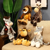 Lion, éléphant, tigre, girafe, singe, zèbre, renard, vache, cochon, peluches douces et mignonnes, animaux sauvages de la forêt et de la jungle, jouets en peluche pour bébés