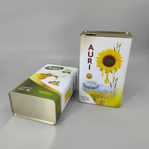 Hot Sale 5L Food Grade Oil Tin Can With Plastic Lid Square Tin Can For Olive Oil Canola Oil