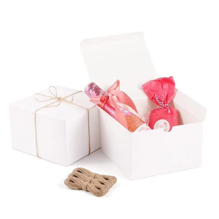 Wedding Gift Boxes with Lids for Presents 4x4x4 Inch Brown White Small Bridesmaid Box for Gifts Crafting Recyclable PAPER Boxes