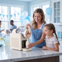 Máquina para Hacer Helados Multifuncional de Sobremesa, Sin Necesidad de Precongelación, 7 Programas Preestablecidos para Helado Suave, Granizados y Batidos