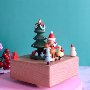 Caja musical New arrivals customizable wooden the sled christmas music box for gifts