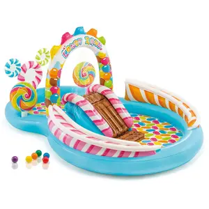 INTEX 57149 116" X 75" X 51" Candy Zone Play Center Inflatable Kiddie Spray Wading swimming Pool with Slide