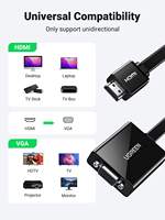 Adaptateur UGREEN Active vers VGA avec prise audio 3,5 mm, mâle vers VGA femelle, jusqu'à 1080P pour PC portable