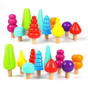 Bloques de construcción de árbol arcoíris de madera, juguete educativo apilable para niños de 4 a 6 años - Product Image 4