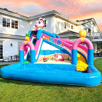 Toboggan aquatique gonflable PVC sur le thème de l'océan, avec pieuvre et phare, combo aquatique humide/sec avec piscine