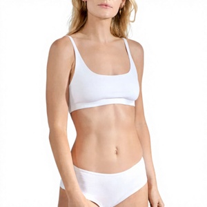 Ensemble de 2 sous-vêtements pour femmes, soutien-gorge de sport non rembourré, respirant, côtelé, sans couture, sans armatures, personnalisable avec logo OEM, vente en gros - Product Image 2