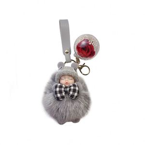 New Design 13cm Mini Soft Plush Baby Dolls <b>Key</b> <b>Chain</b> Fashion Vinyl Baby Face Dolls Keyring With Bow - Product Image 6