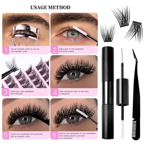 Kit de cils DIY à bas prix, 120 pièces, cils naturels segmentés, cils individuels en grappe, extensions de cils pour femmes - Product Image 3