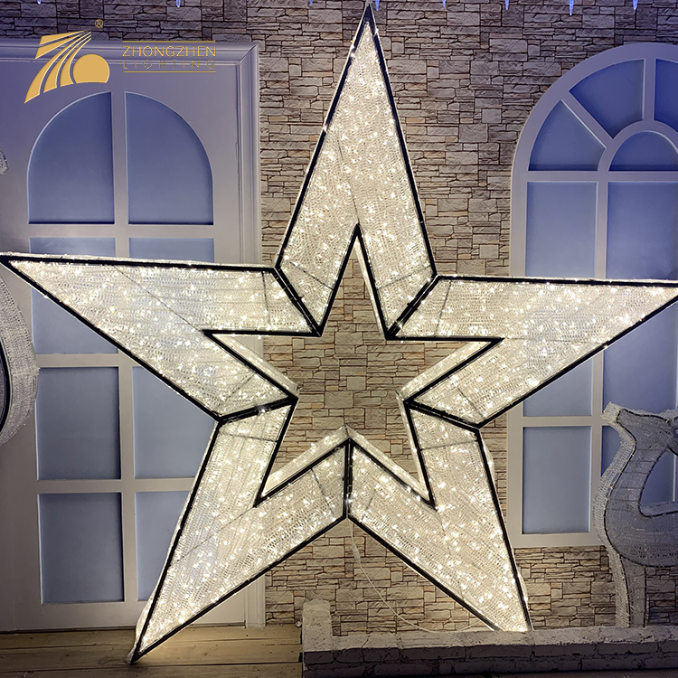 Hot Product Shopping Mall Garden Holiday Christmas Decoration 3D Star PVC LED Motif Light