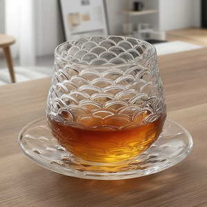 Ensemble de tasses <span class=keywords><strong>à</strong></span> thé et soucoupes en forme de cylindre <span class=keywords><strong>marocain</strong></span> classique moderne de 100ml conçu sur mesure pour un usage quotidien en <span class=keywords><strong>verre</strong></span> de <span class=keywords><strong>cristal</strong></span> - Product Image 3
