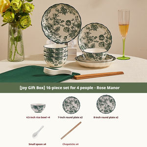 Juego de <span class=keywords><strong>Vajilla</strong></span> de Porcelana Verde Vintage Francés, Plato <span class=keywords><strong>para</strong></span> Pasta, Tazón <span class=keywords><strong>para</strong></span> Ensalada, Tazón <span class=keywords><strong>para</strong></span> Sopa, en Caja de Regalo de Lujo - Product Image 3