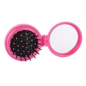 Wholesale Travel Round Folding Pocket Mini Comb <b>Compact</b> Massage Women and Girls Hair Brush With <b>Mirror</b> - Product Image 4