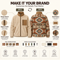 Veste réversible en sherpa géométrique rétro pour homme, manteau d'hiver en polaire, tissage sud-ouest, fabricant OEM ODM pour l'extérieur