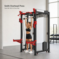 Rack d'entraînement Smith incliné 3-en-1 supérieur avec système de câbles intégré pour le développement musculaire