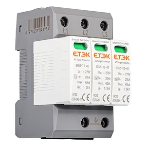 ETEK-dispositivo de protección contra sobretensiones, dispositivo eléctrico de 3 polos IP20 en Riel din de 35mm SPD EKU5-T2-40 -3P275