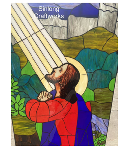 Leaded Copper <strong>Foil</strong> Stained Glass <strong>Window</strong> With Church People UV Printing - Product Image 6